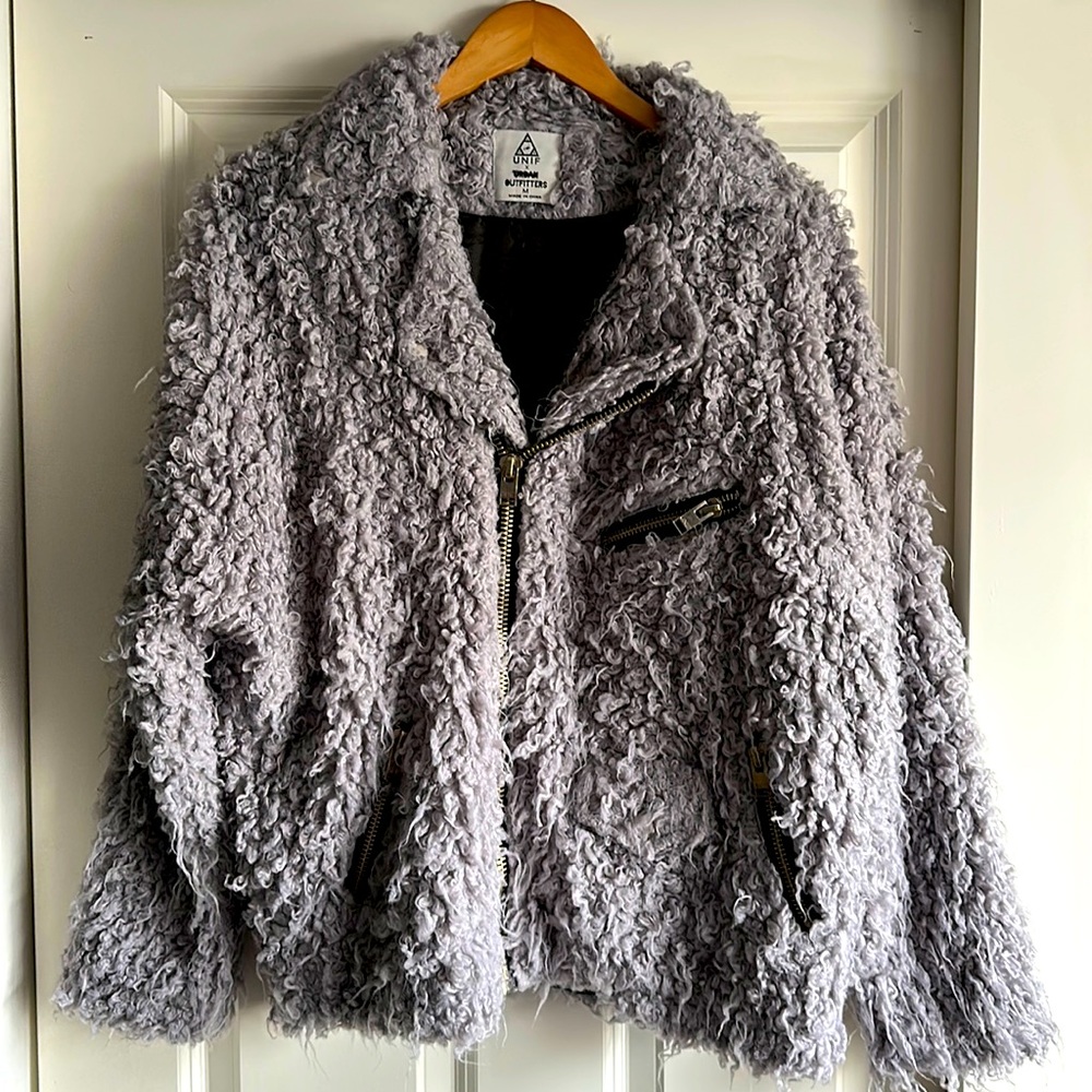 UNIF x URBAN OUTFITTERS SHERPA POODLE MOTO JACKET